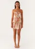 Athena Drawstring Mini Skirt - Orange Blue Floral sold by Peppermayo