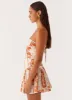 Larnie Linen Mini Dress - Orange Blue Floral sold by Peppermayo