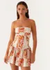 Larnie Linen Mini Dress - Orange Blue Floral sold by Peppermayo