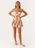 Larnie Linen Mini Dress - Orange Blue Floral sold by Peppermayo