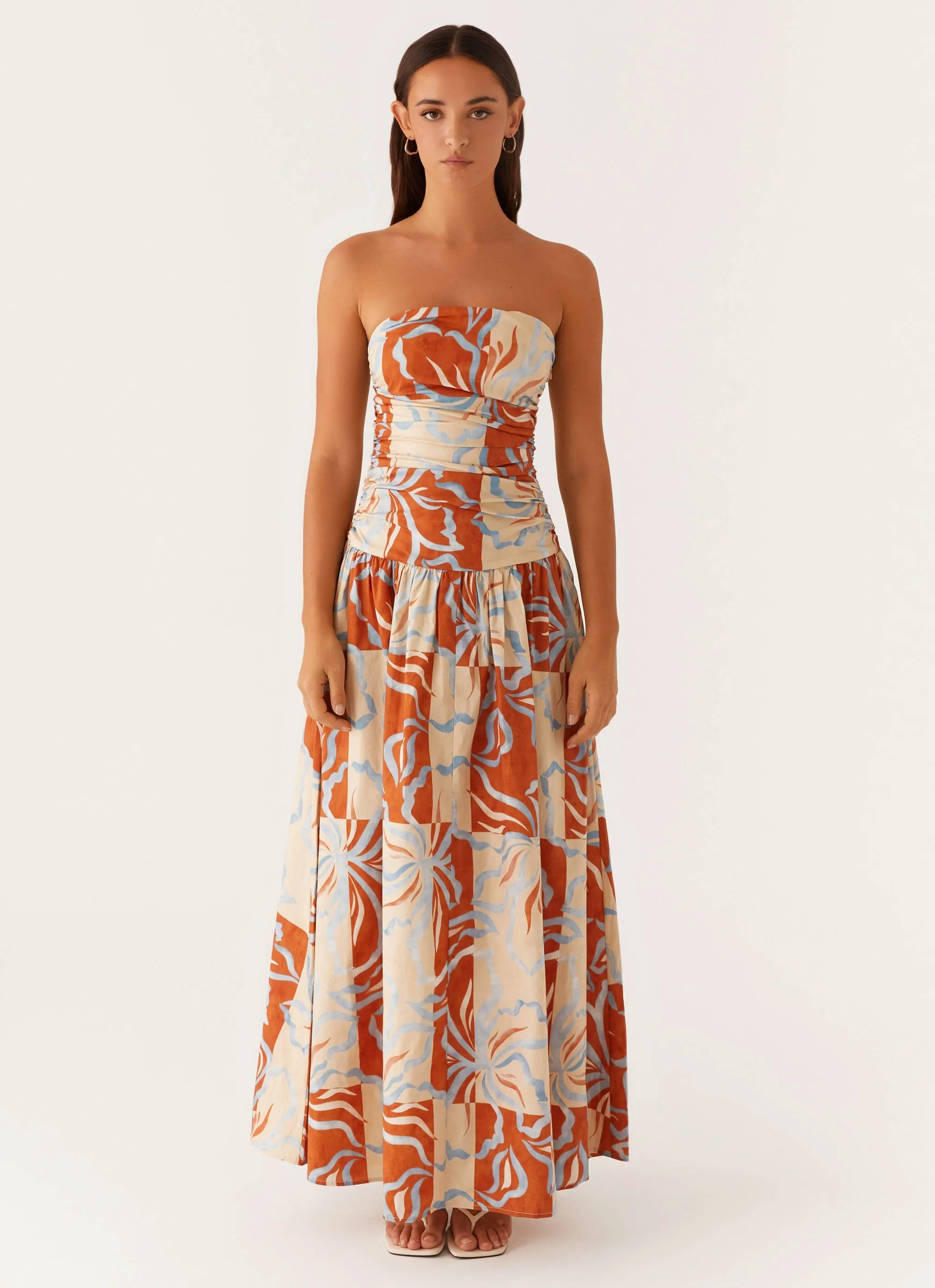 Carmel Maxi Dress - Orange Blue Floral sold by Peppermayo product image thumbnail 3