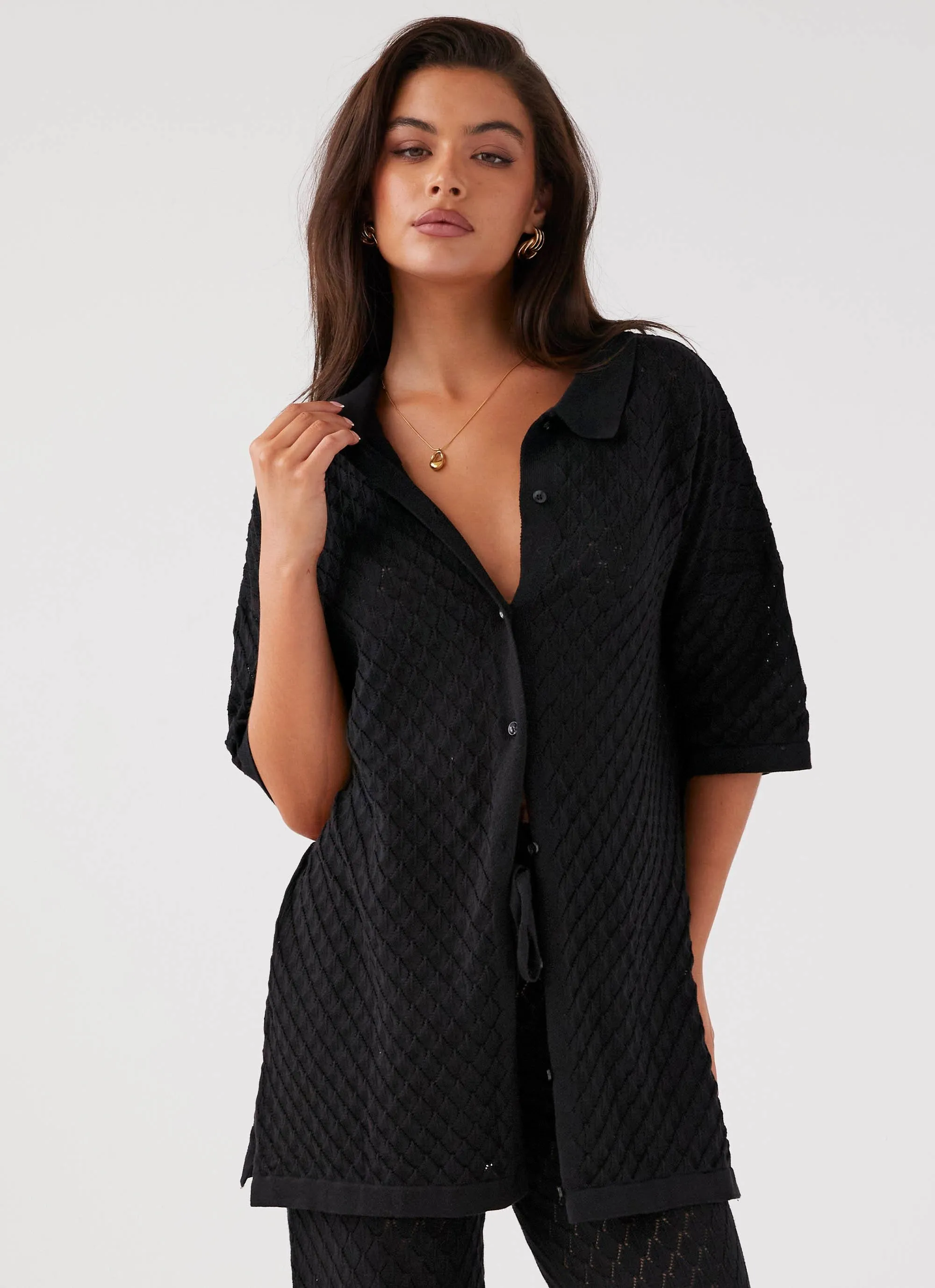 Jaded Knit Shirt - Black sold by Peppermayo