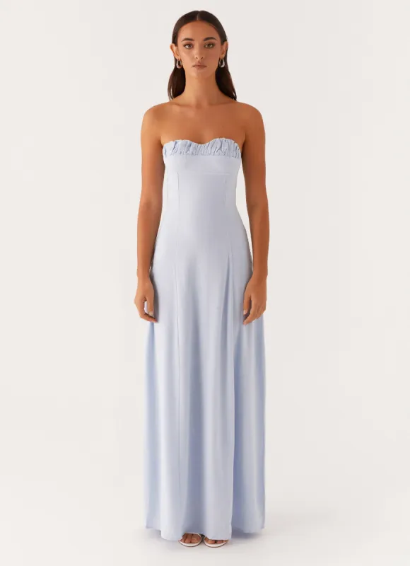 Tayla Linen Maxi Dress - Blue sold by Peppermayo