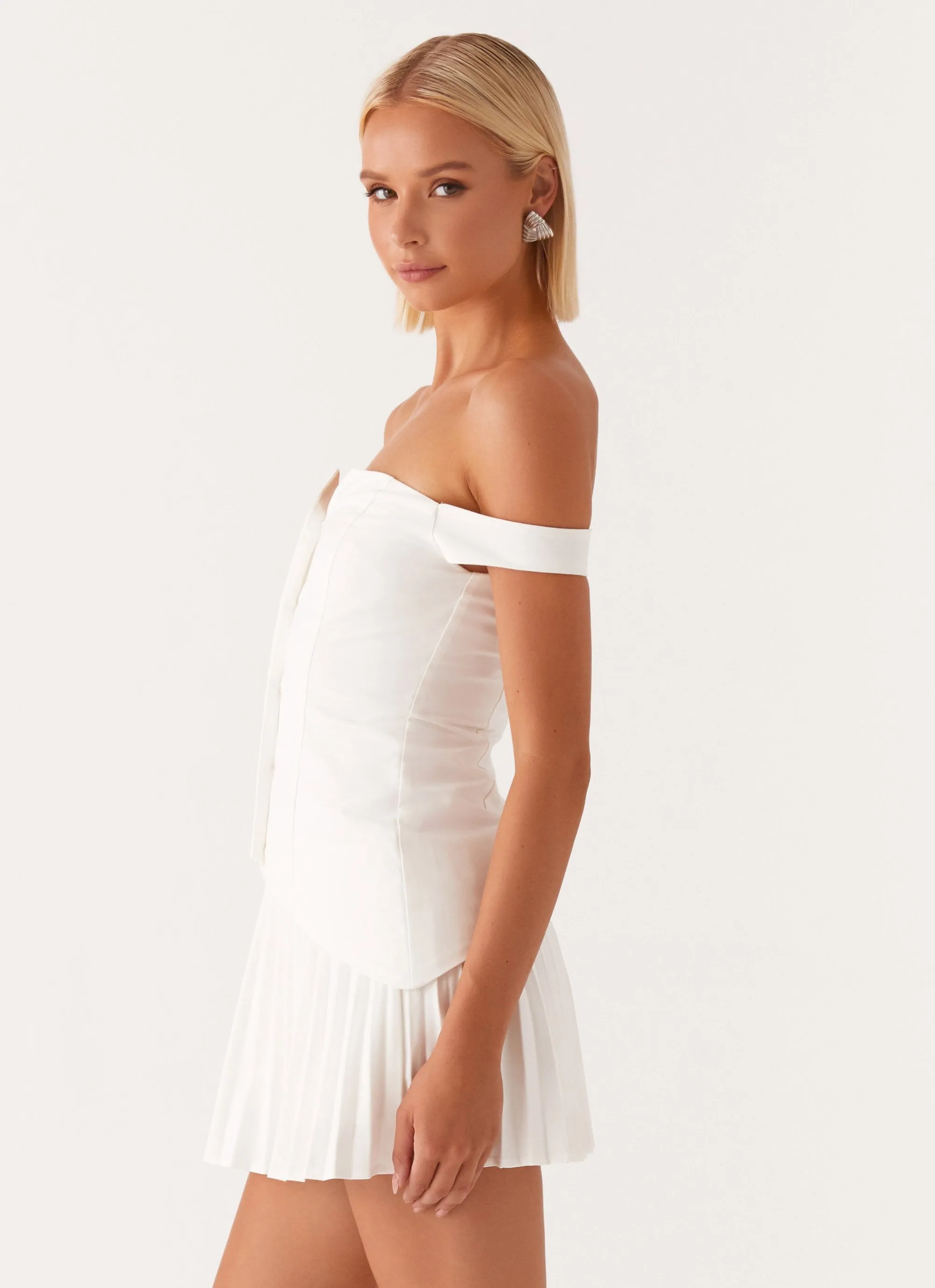 Twisted Skies Off Shoulder Mini Dress - Off White sold by Peppermayo product image thumbnail 3