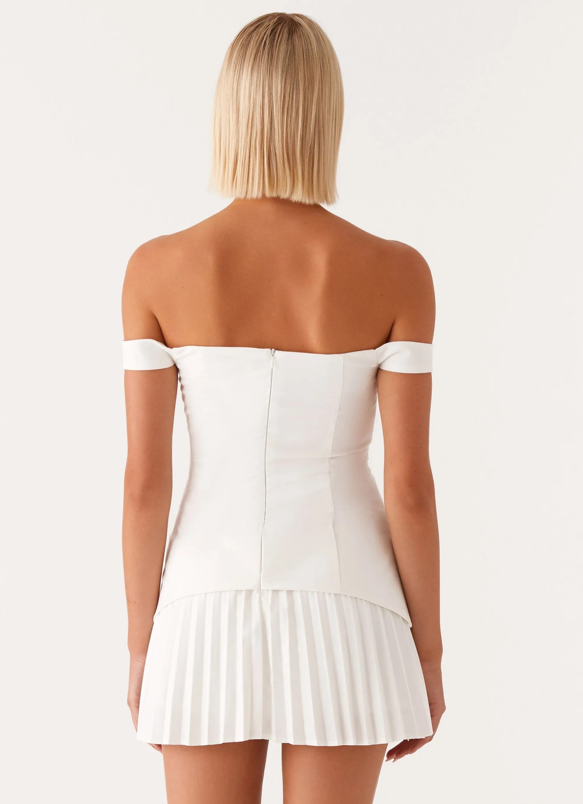 Twisted Skies Off Shoulder Mini Dress - Off White sold by Peppermayo product image thumbnail 4