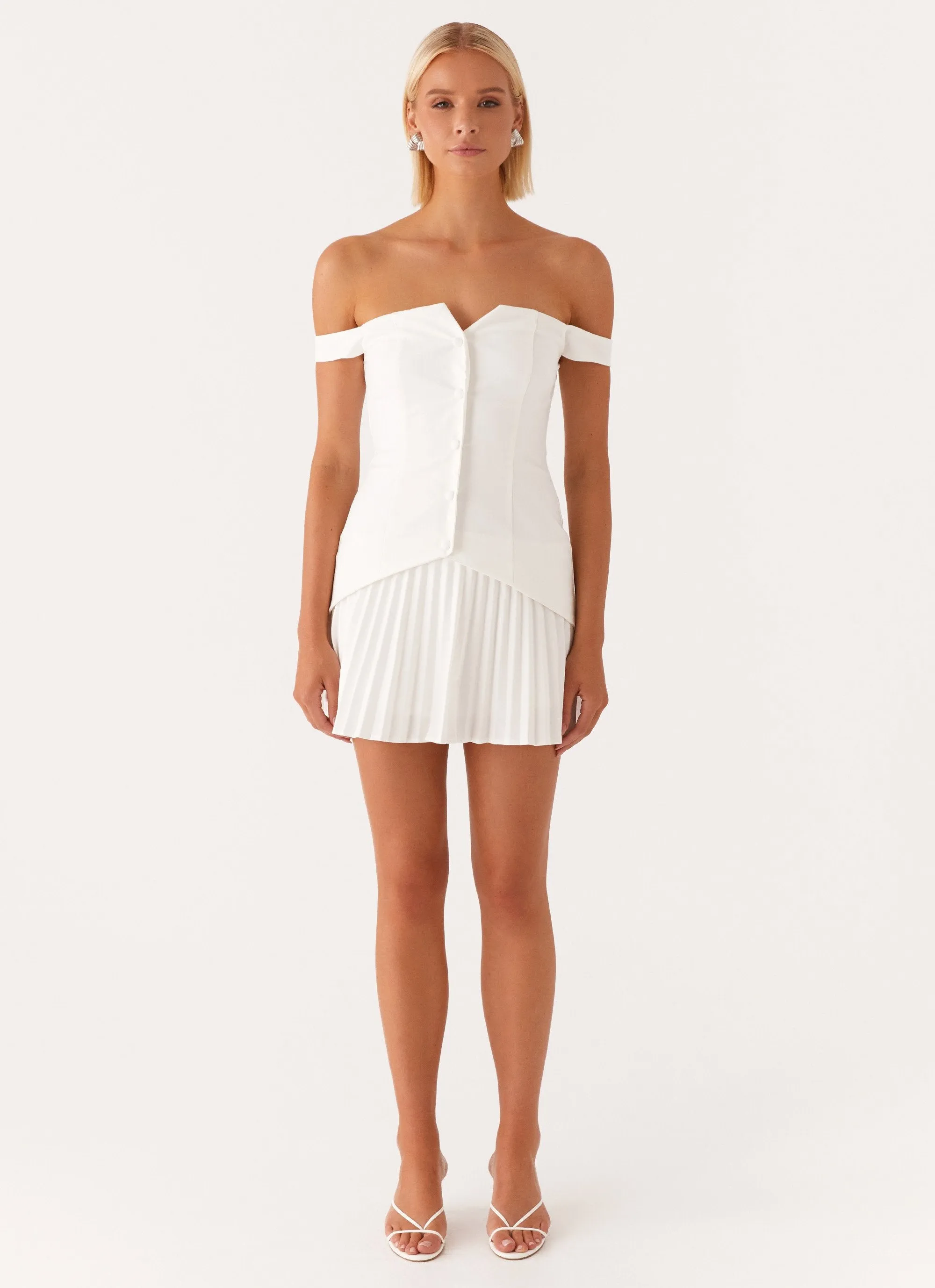 Twisted Skies Off Shoulder Mini Dress - Off White sold by Peppermayo product image thumbnail 2