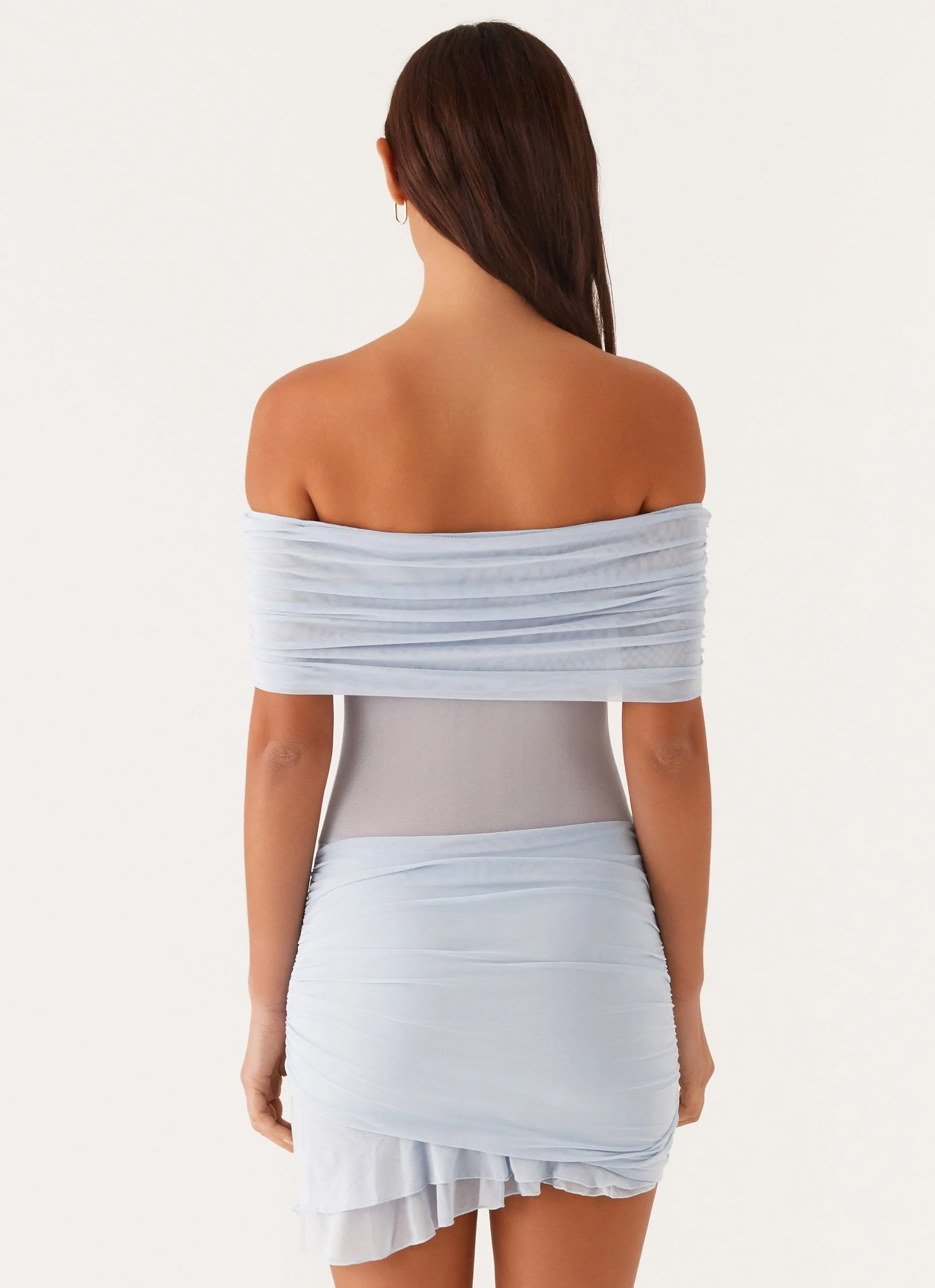 Nelly Off Shoulder Mini Dress - Blue sold by Peppermayo product image thumbnail 4