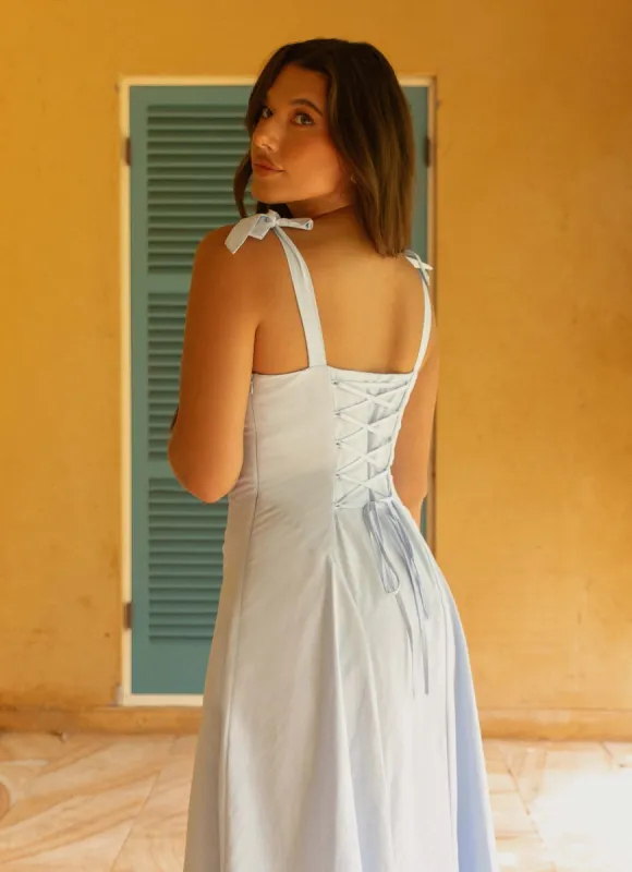 Adela Midi Dress - Blue sold by Peppermayo