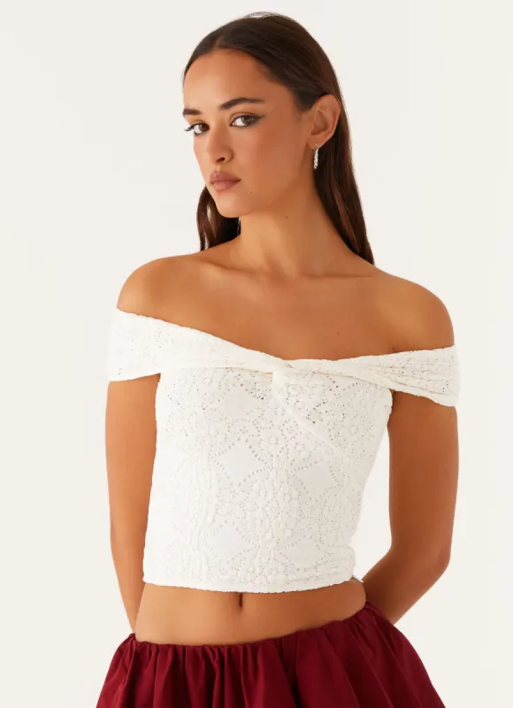 Meryll Twist Top - White sold by Peppermayo