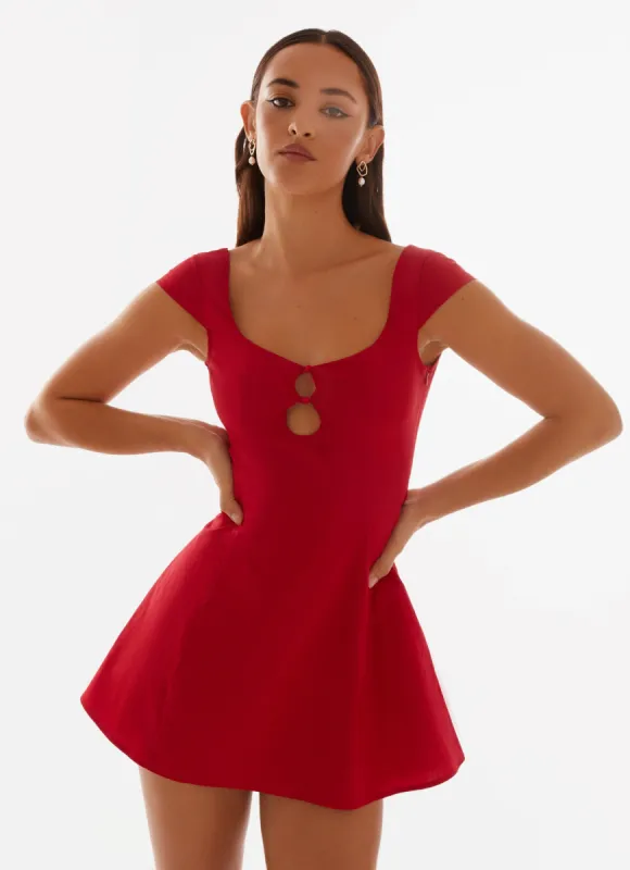 Kinley Mini Dress - Red sold by Peppermayo
