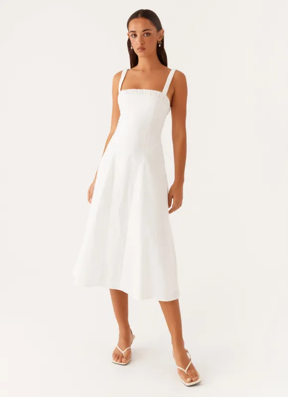Enola Midi Dress - White sold by Peppermayo