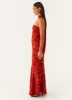 Under The Pagoda Maxi Dress - Deep Red Floral sold by Peppermayo