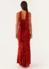 Under The Pagoda Maxi Dress - Deep Red Floral sold by Peppermayo