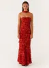 Under The Pagoda Maxi Dress - Deep Red Floral sold by Peppermayo