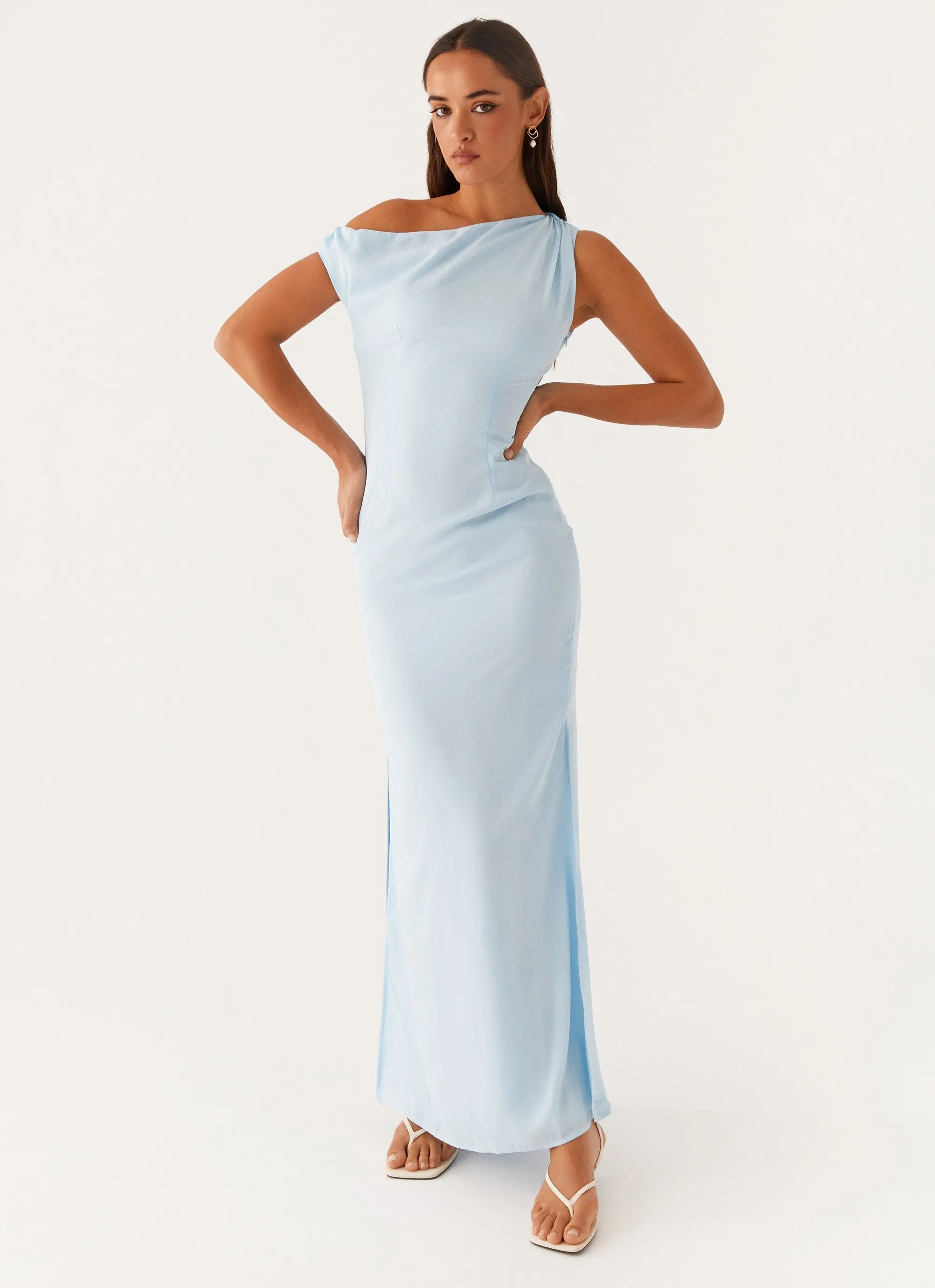 Dinner Date Maxi Dress - Blue sold by Peppermayo