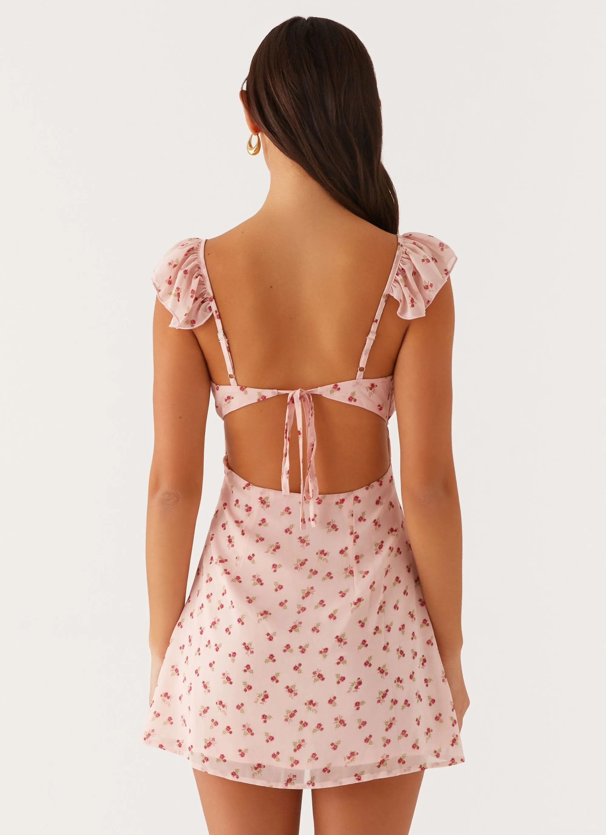 Adrina Ruffle Mini Dress - Pink Flower sold by Peppermayo product image thumbnail 2