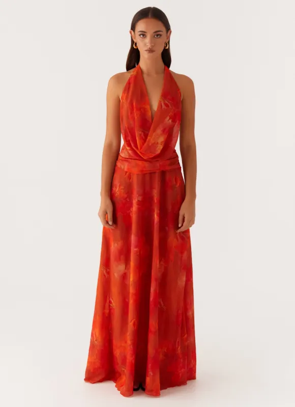 Elysia Chiffon Maxi Dress - Amber sold by Peppermayo