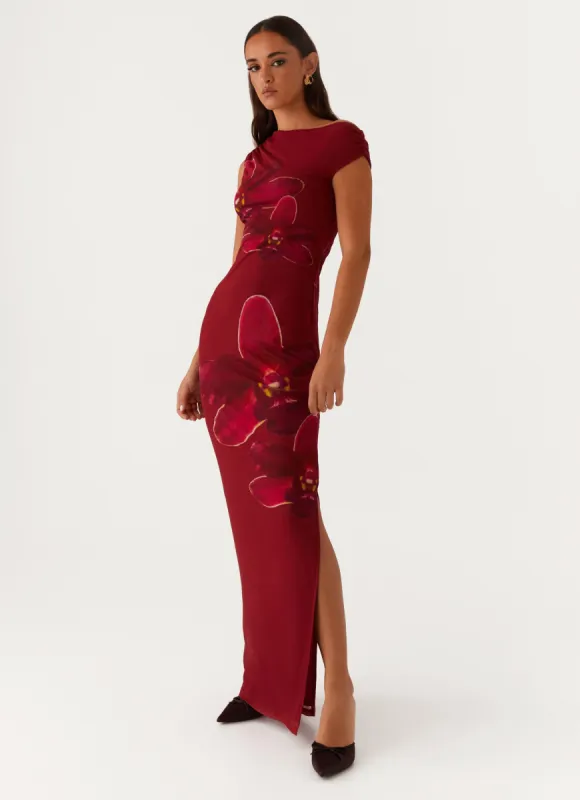 Showtime Maxi Dress - Maroon sold by Peppermayo