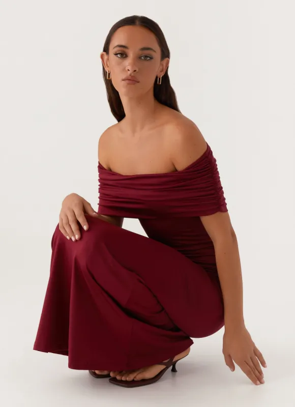 Maude Maxi Dress - Maroon sold by Peppermayo