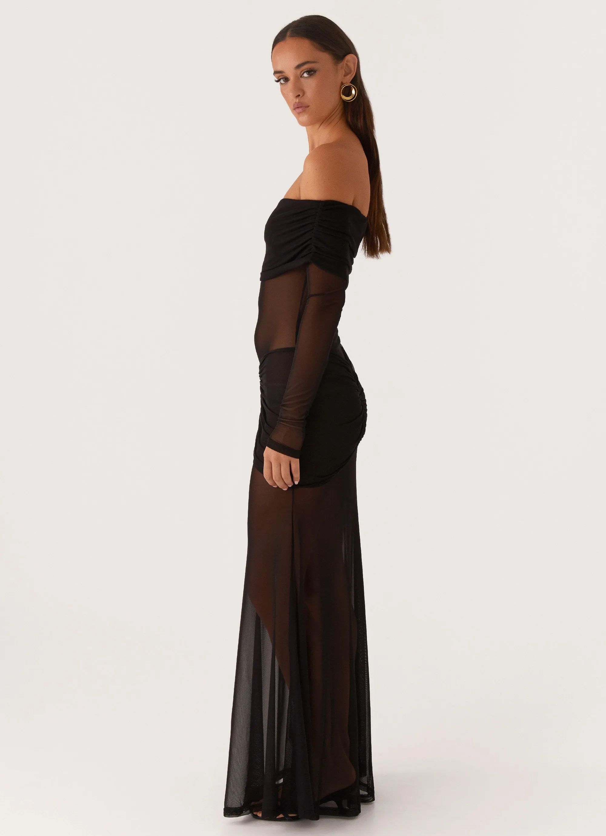 Maren Off Shoulder Maxi Dress - Black sold by Peppermayo product image thumbnail 4