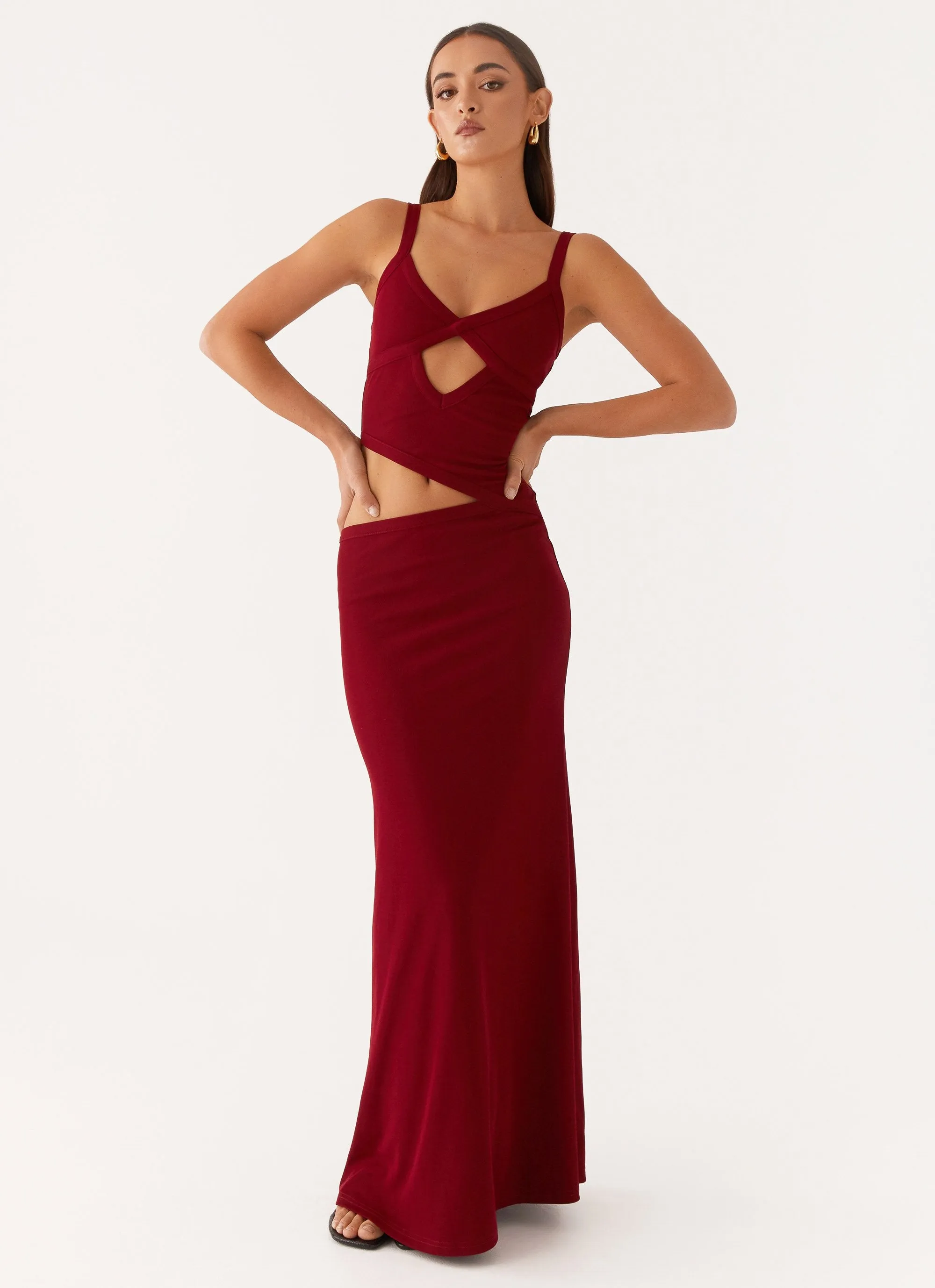 Jocelyn Maxi Dress - Maroon sold by Peppermayo product image thumbnail 4