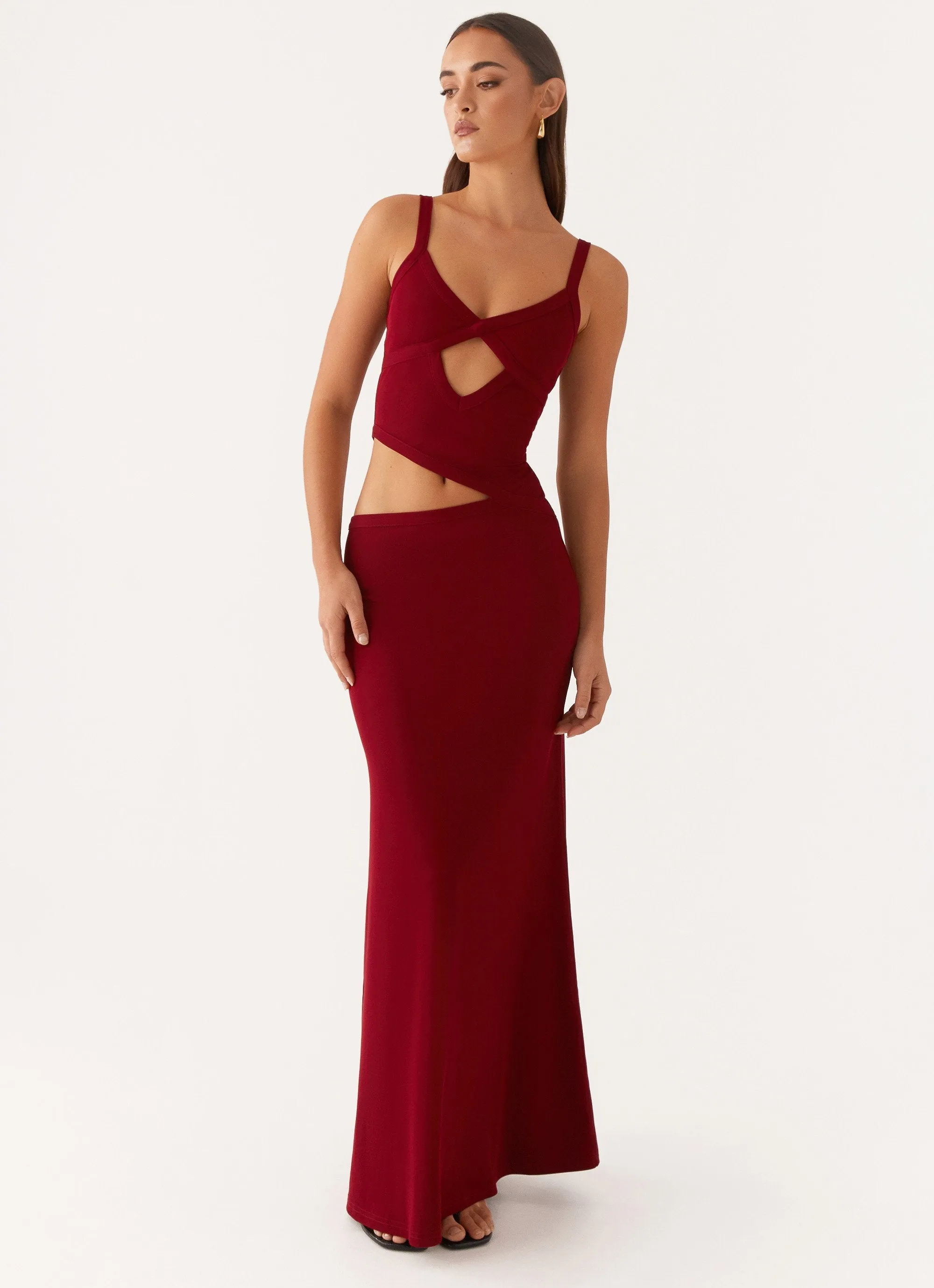 Jocelyn Maxi Dress - Maroon sold by Peppermayo product image thumbnail 5