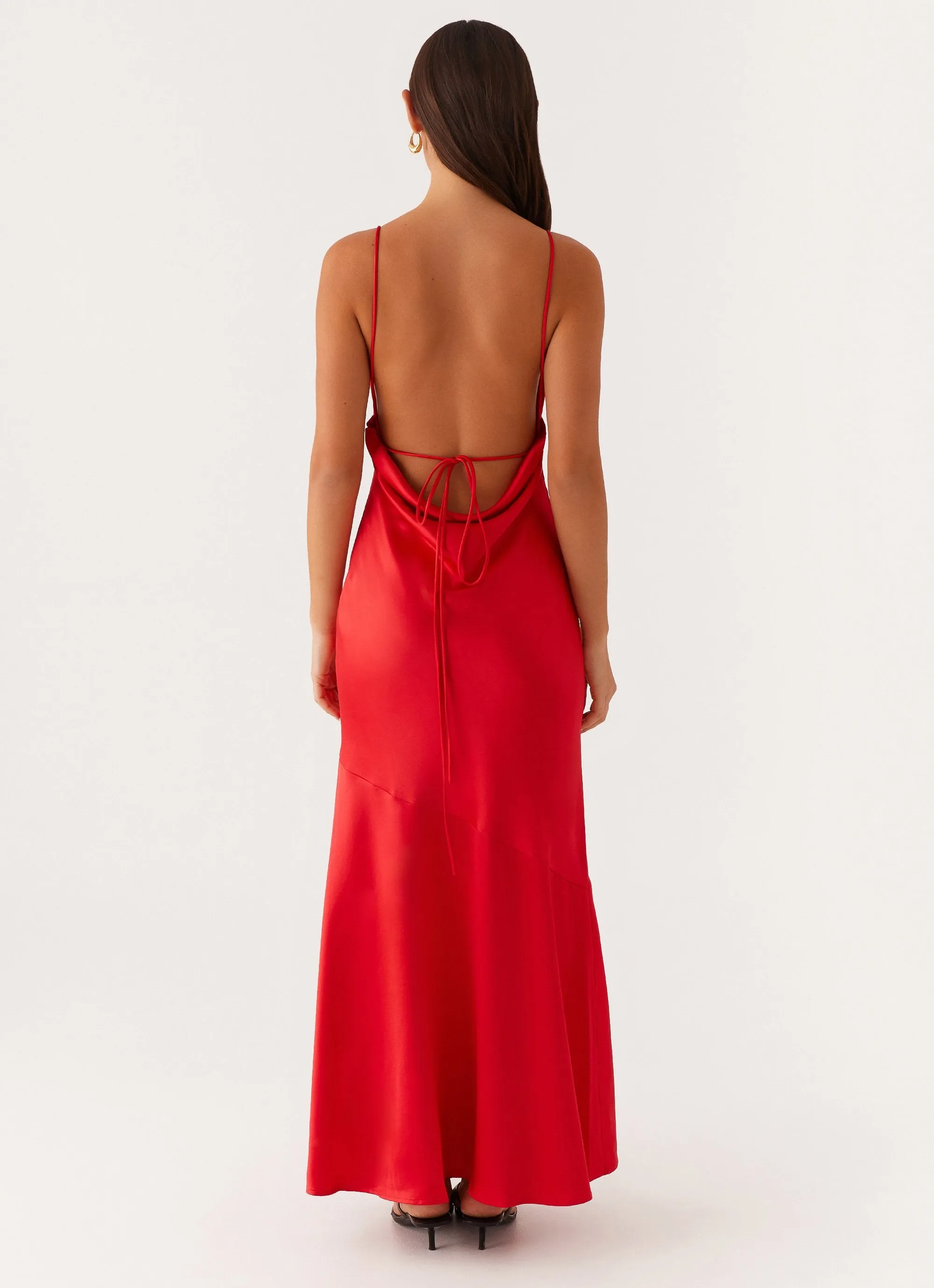 Alianna Cowl Neck Satin Maxi Dress - Red sold by Peppermayo product image thumbnail 5