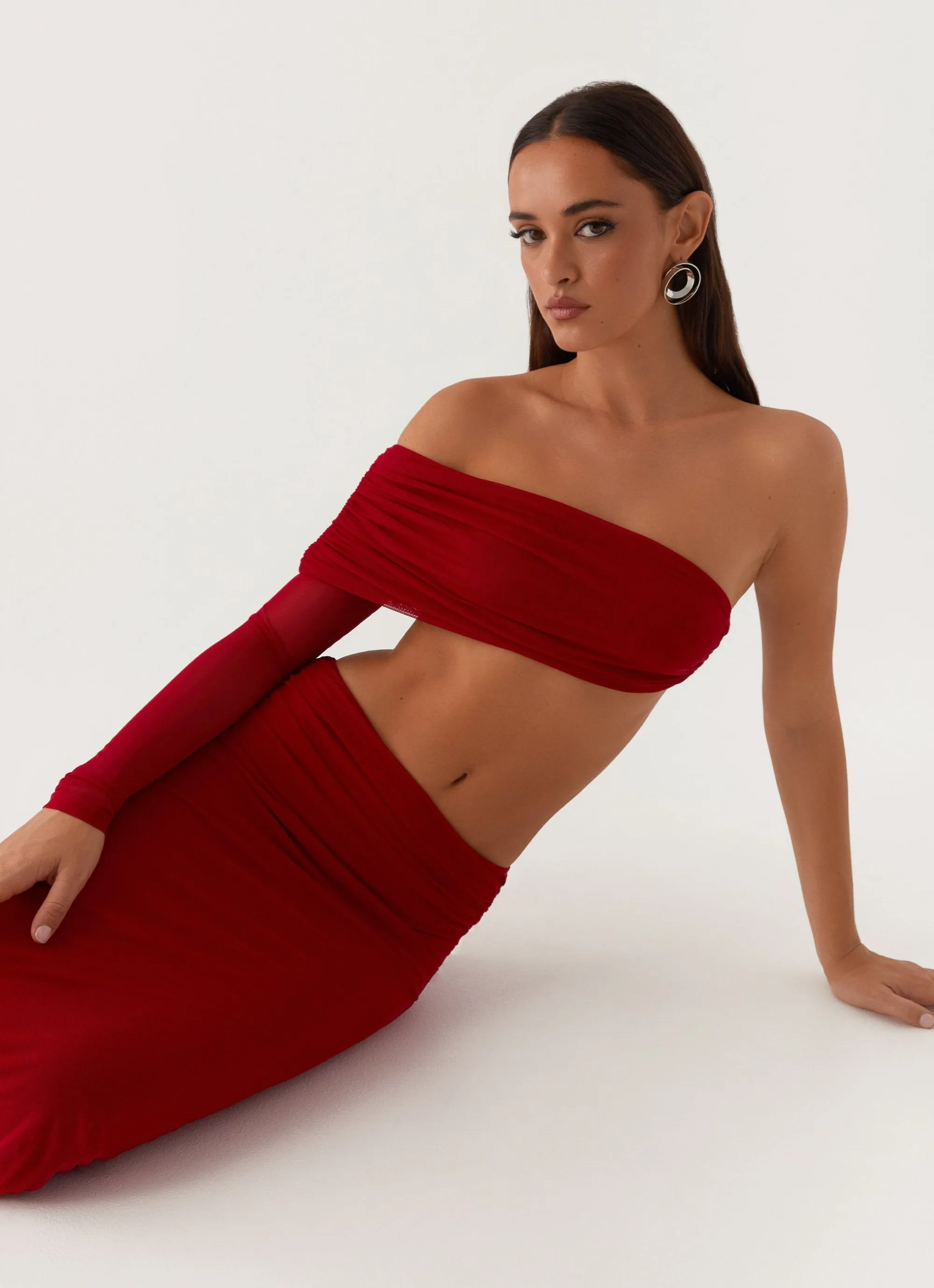 Luella One Shoulder Top - Red sold by Peppermayo