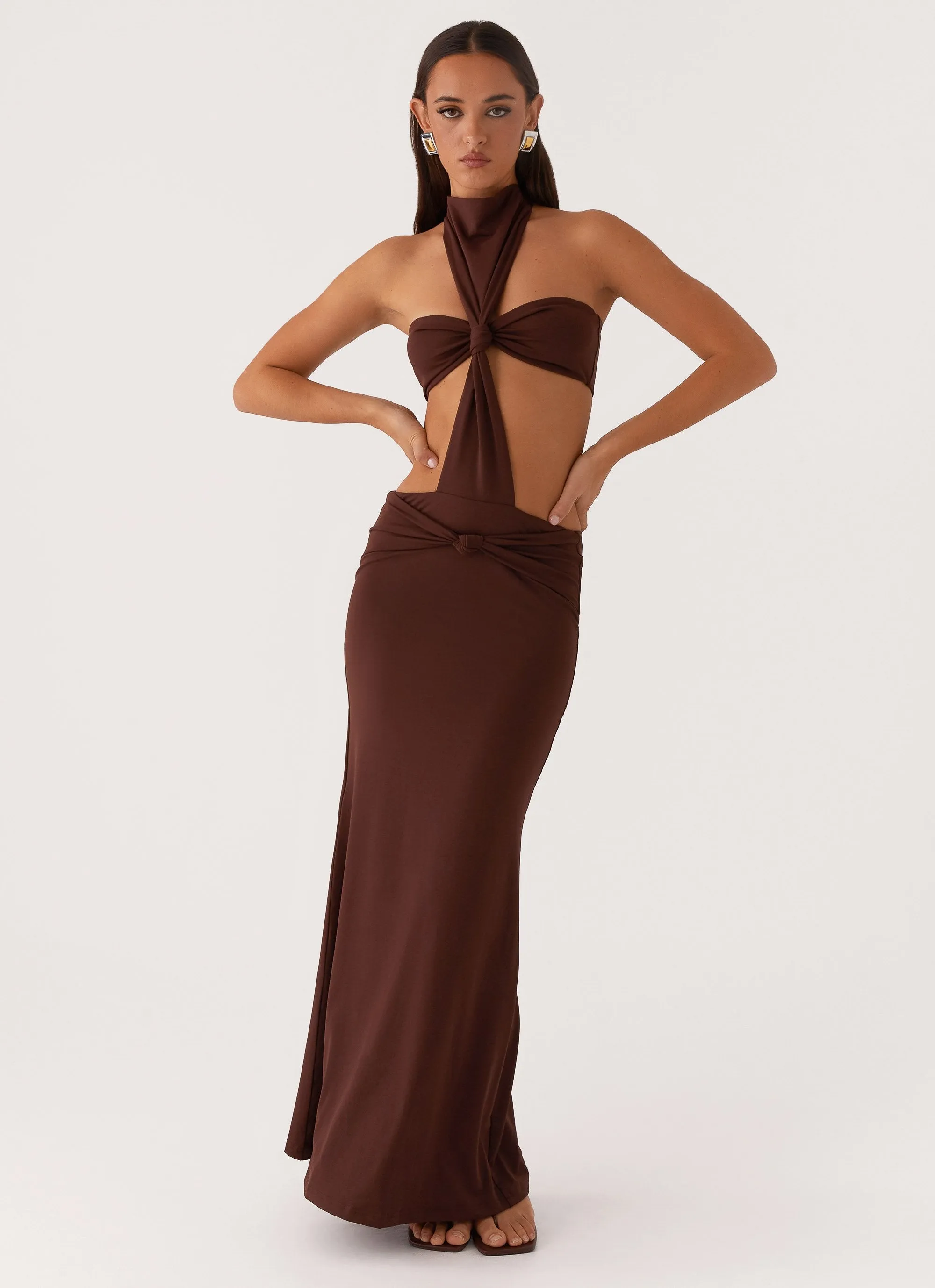 Elinor Maxi Dress - Chocolate sold by Peppermayo