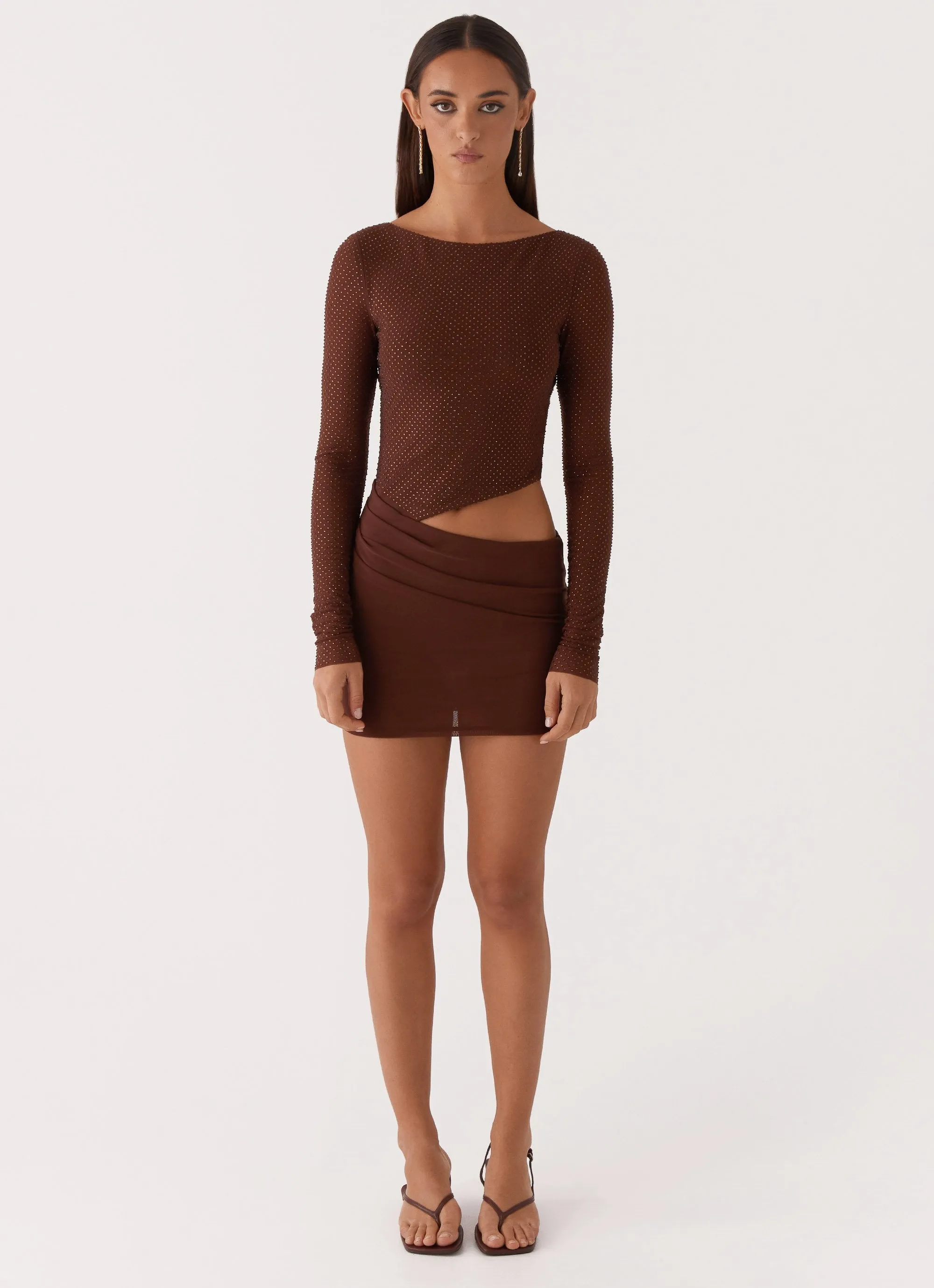 Catch The Night Sequin Mini Dress - Chocolate sold by Peppermayo product image thumbnail 5