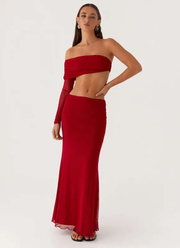 Rayne Maxi Skirt - Red made by Peppermayo