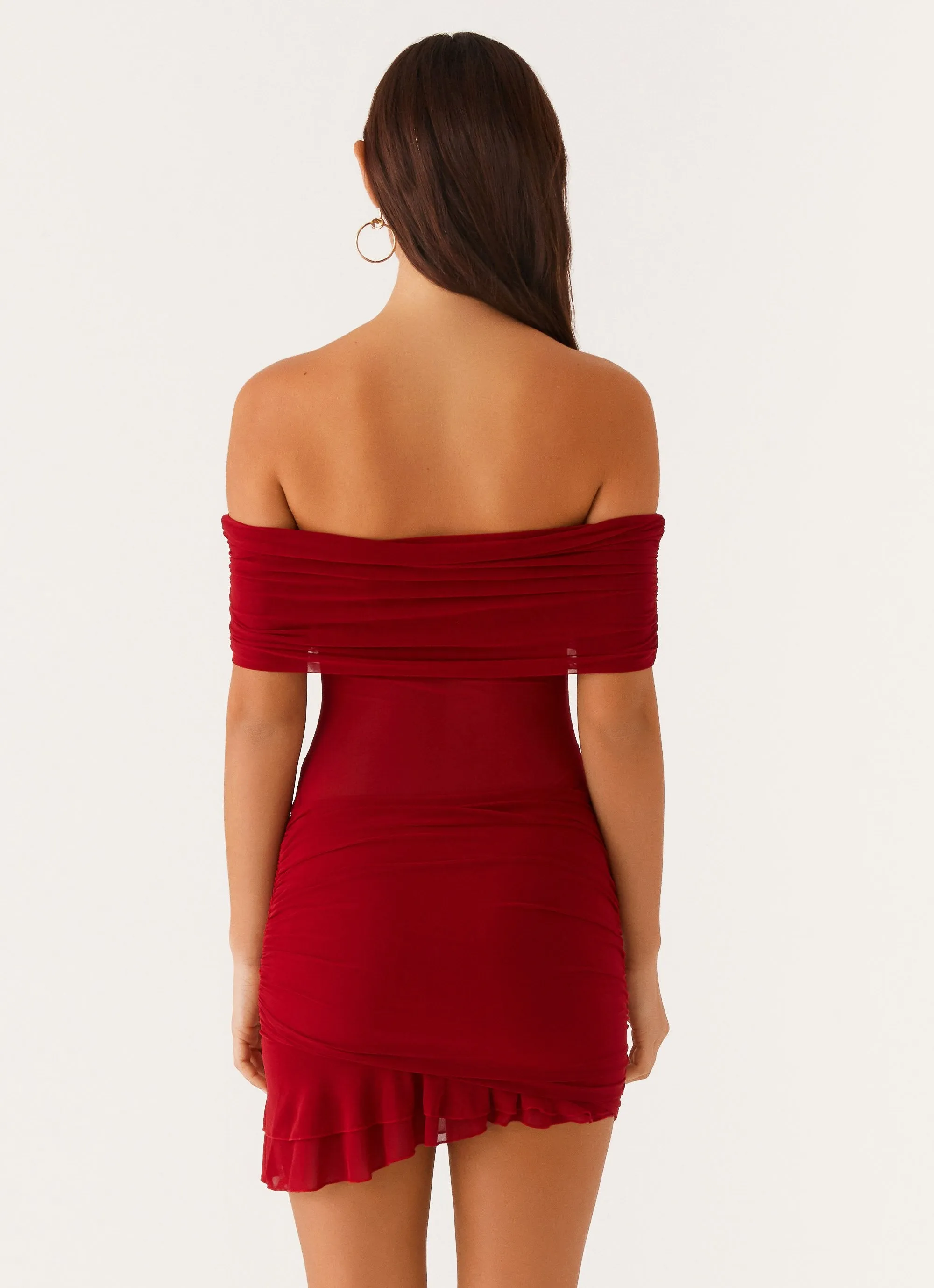 Nelly Off Shoulder Mini Dress - Deep Red sold by Peppermayo product image thumbnail 4