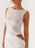 Above Ground Sequin Maxi Dress - White sold by Peppermayo