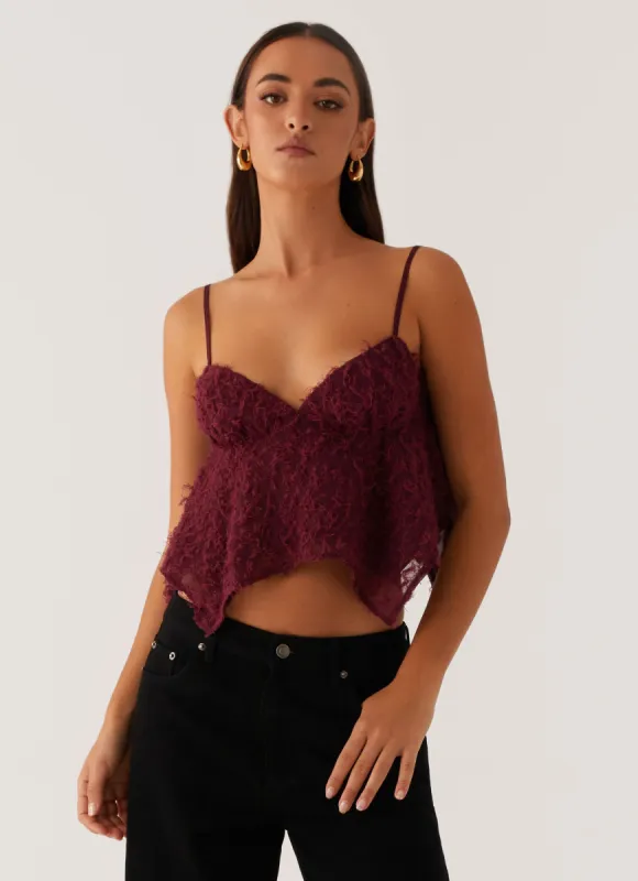 Katya Asymmetric Top - Maroon sold by Peppermayo