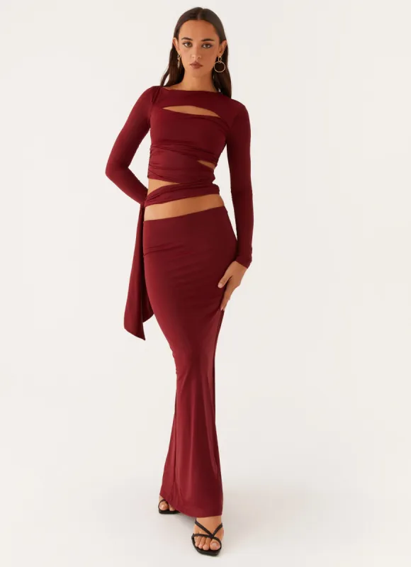 Alix Maxi Skirt - Mulberry sold by Peppermayo