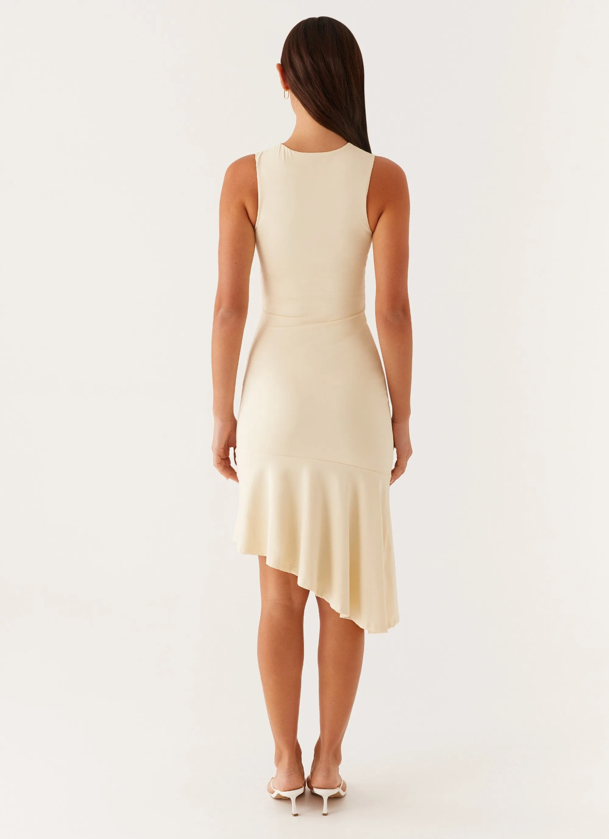 Niya Ruched Midi Dress - Pastel Yellow sold by Peppermayo product image thumbnail 4