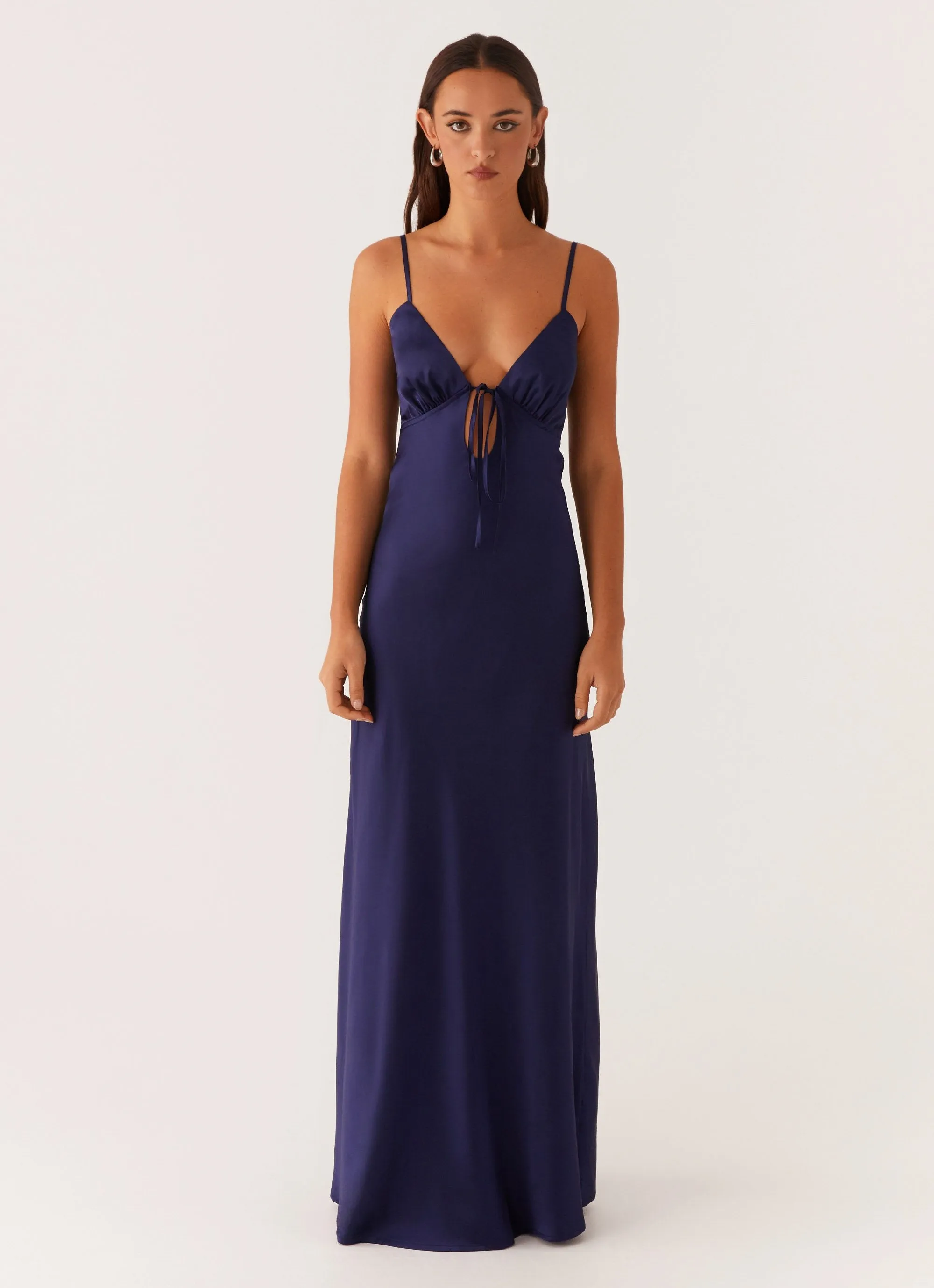 Flora Satin Maxi Dress - Navy sold by Peppermayo product image thumbnail 2