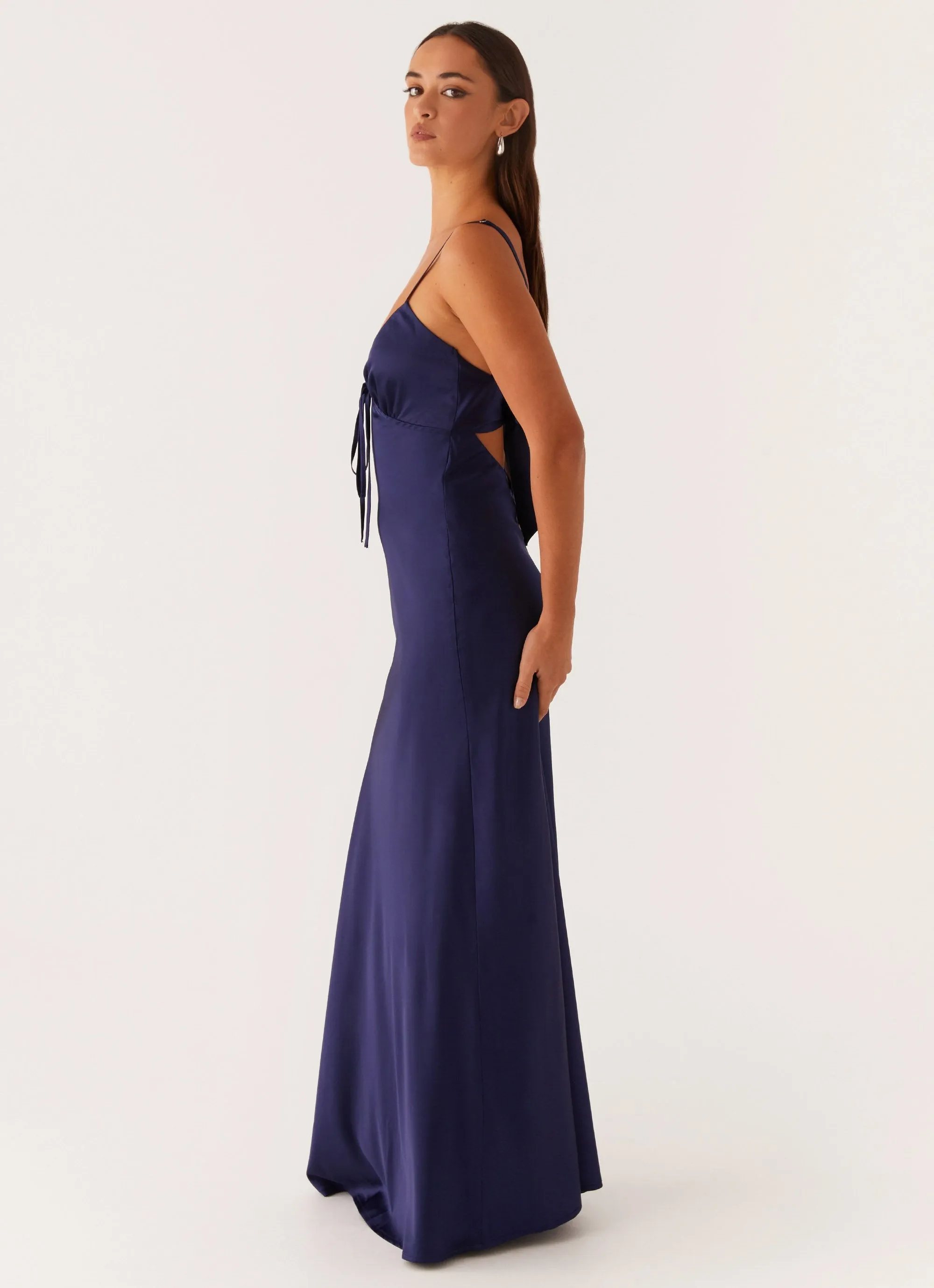 Flora Satin Maxi Dress - Navy sold by Peppermayo product image thumbnail 3