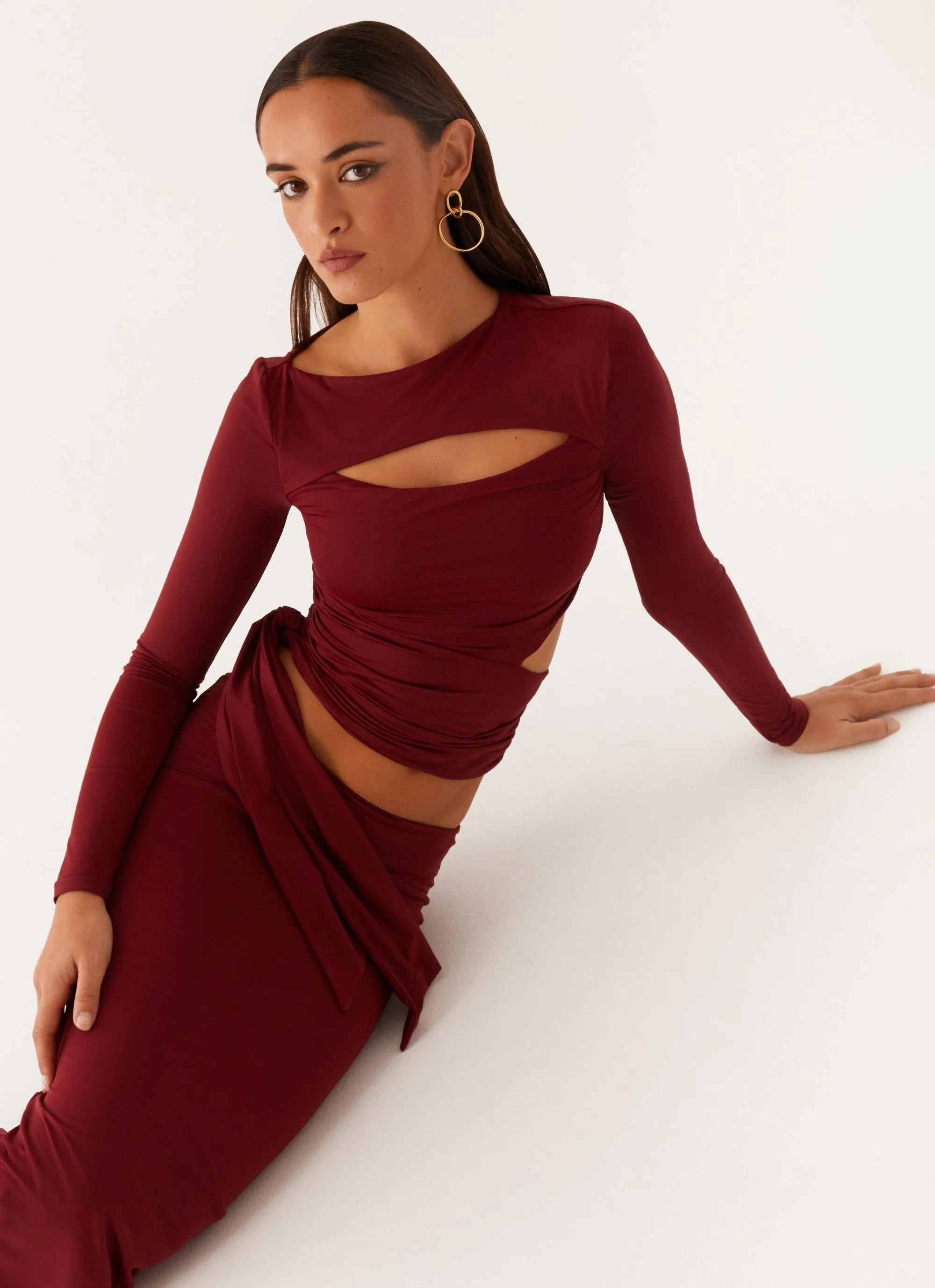 Capucine Wrap Top - Mulberry sold by Peppermayo