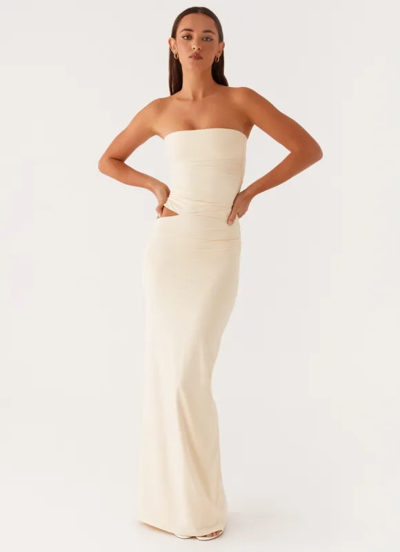 Romee Strapless Maxi Dress - Pastel Yellow sold by Peppermayo