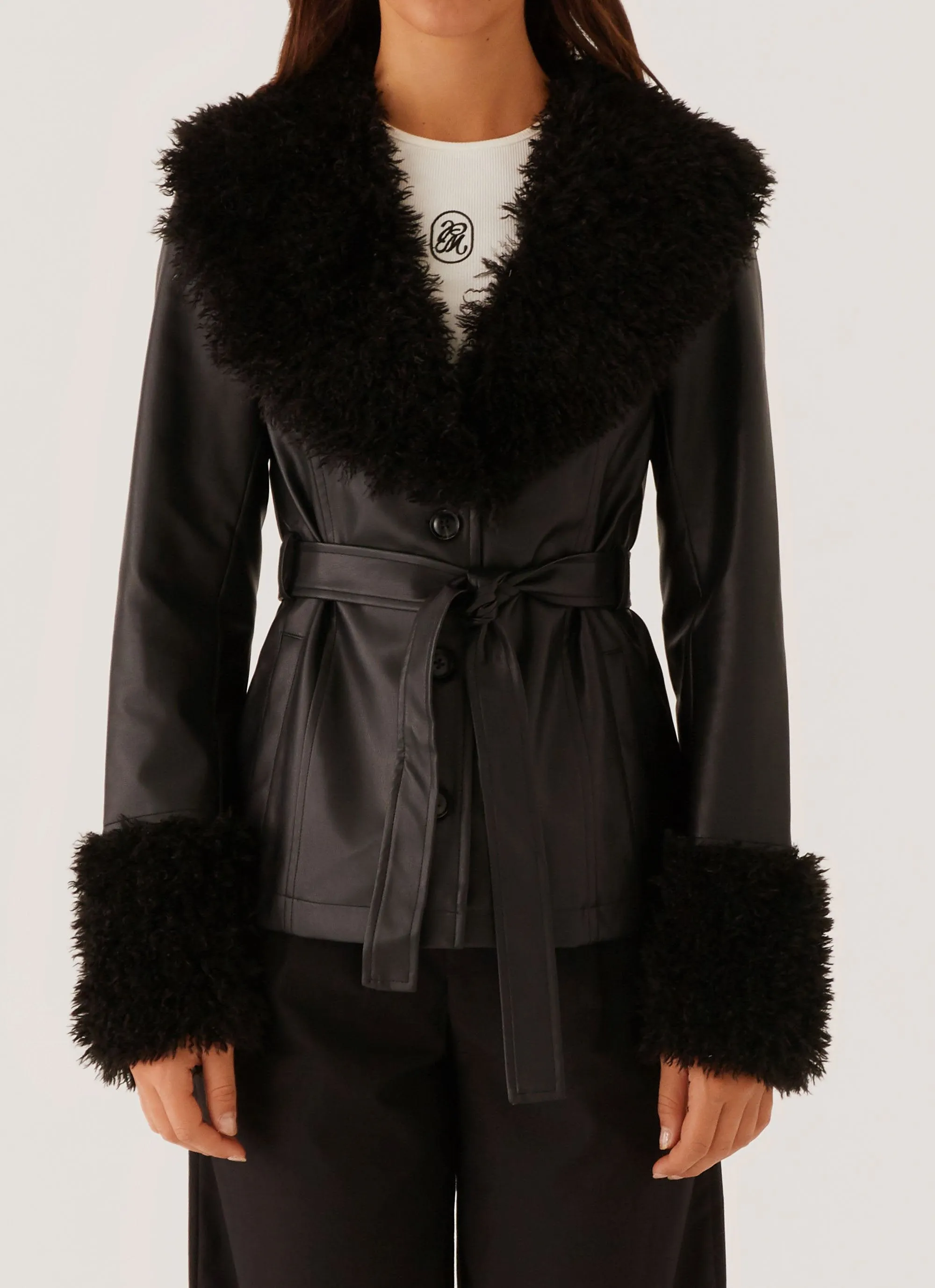 Street Lights Fur Trim Jacket - Black sold by Peppermayo product image thumbnail 3