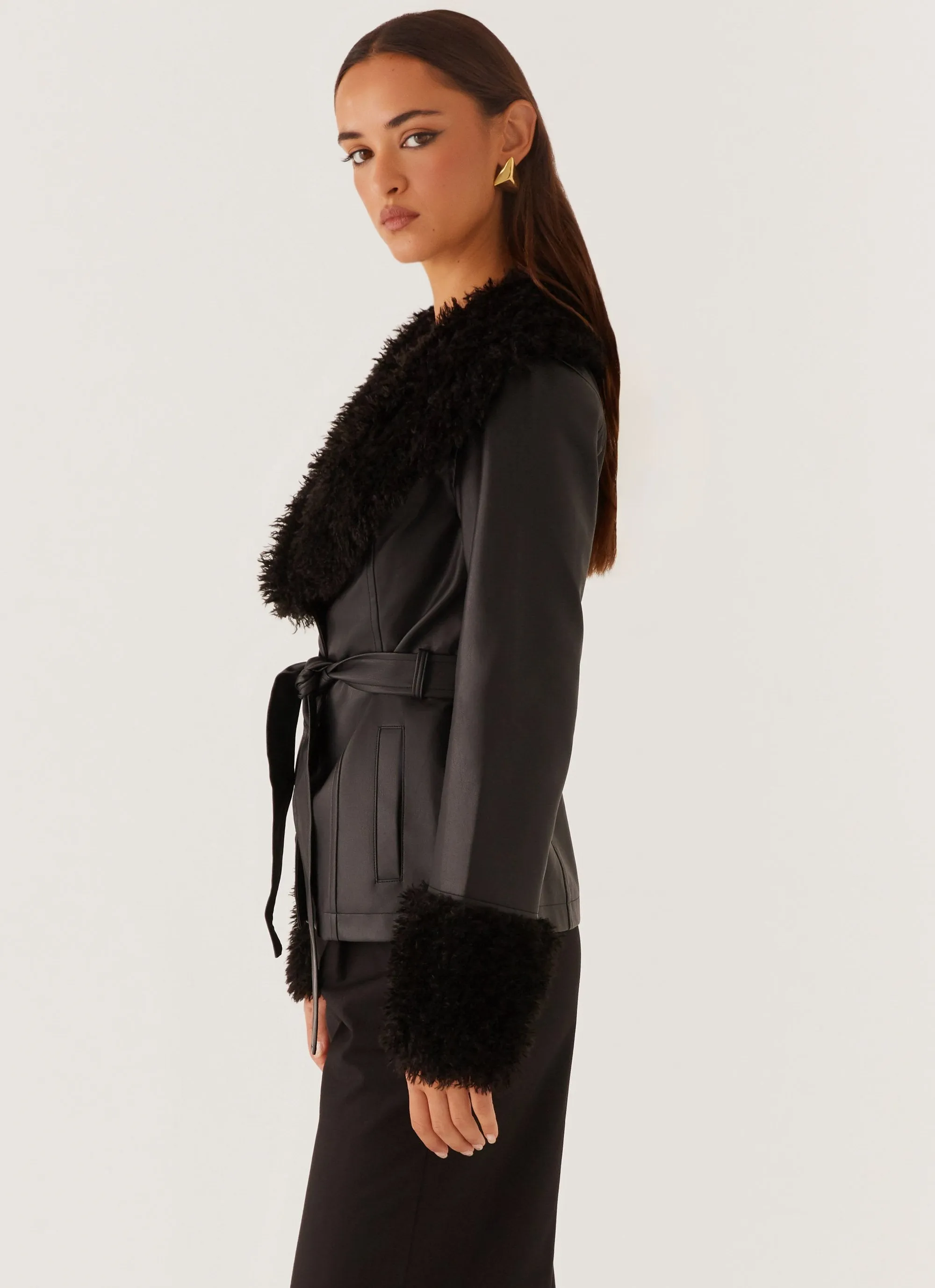 Street Lights Fur Trim Jacket - Black sold by Peppermayo product image thumbnail 4