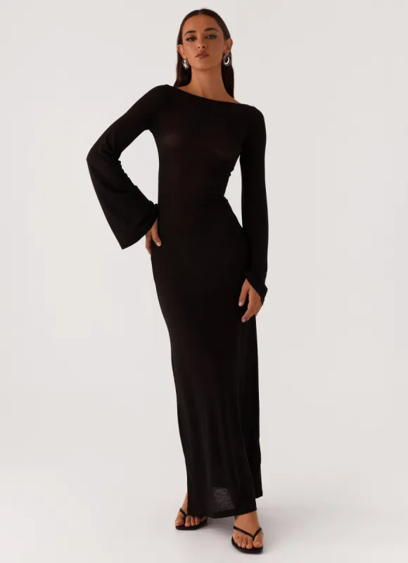 Olivia Long Sleeve Maxi Dress - Black sold by Peppermayo