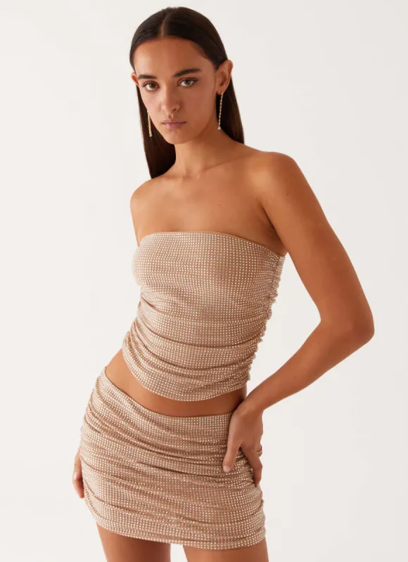 Brightside Rhinestone Mini Skirt - Silver sold by Peppermayo