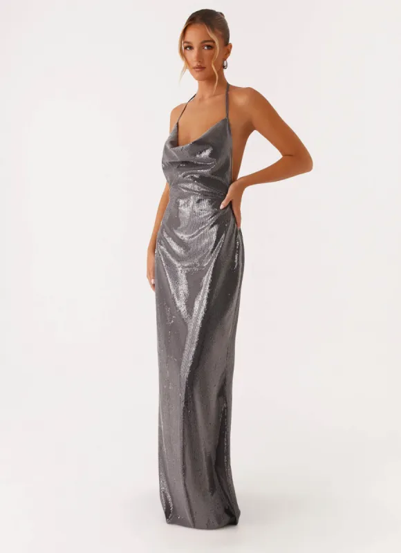 Sleek Love Sequin Maxi Dress - Silver Sequin sold by Peppermayo