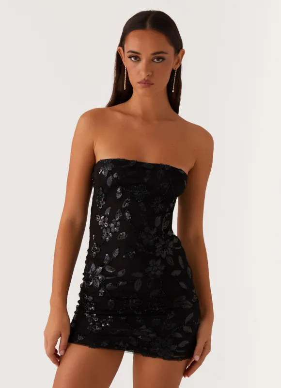 Moorey Beaded Mini Dress - Black sold by Peppermayo