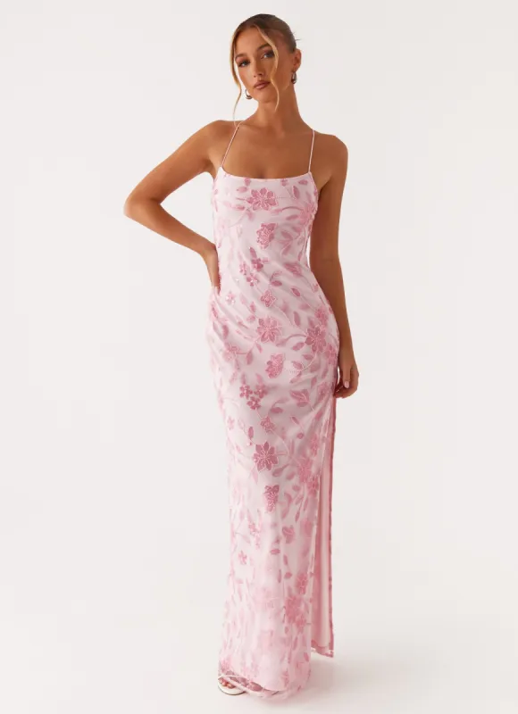 Bright Lights Beaded Maxi Dress - Pink sold by Peppermayo
