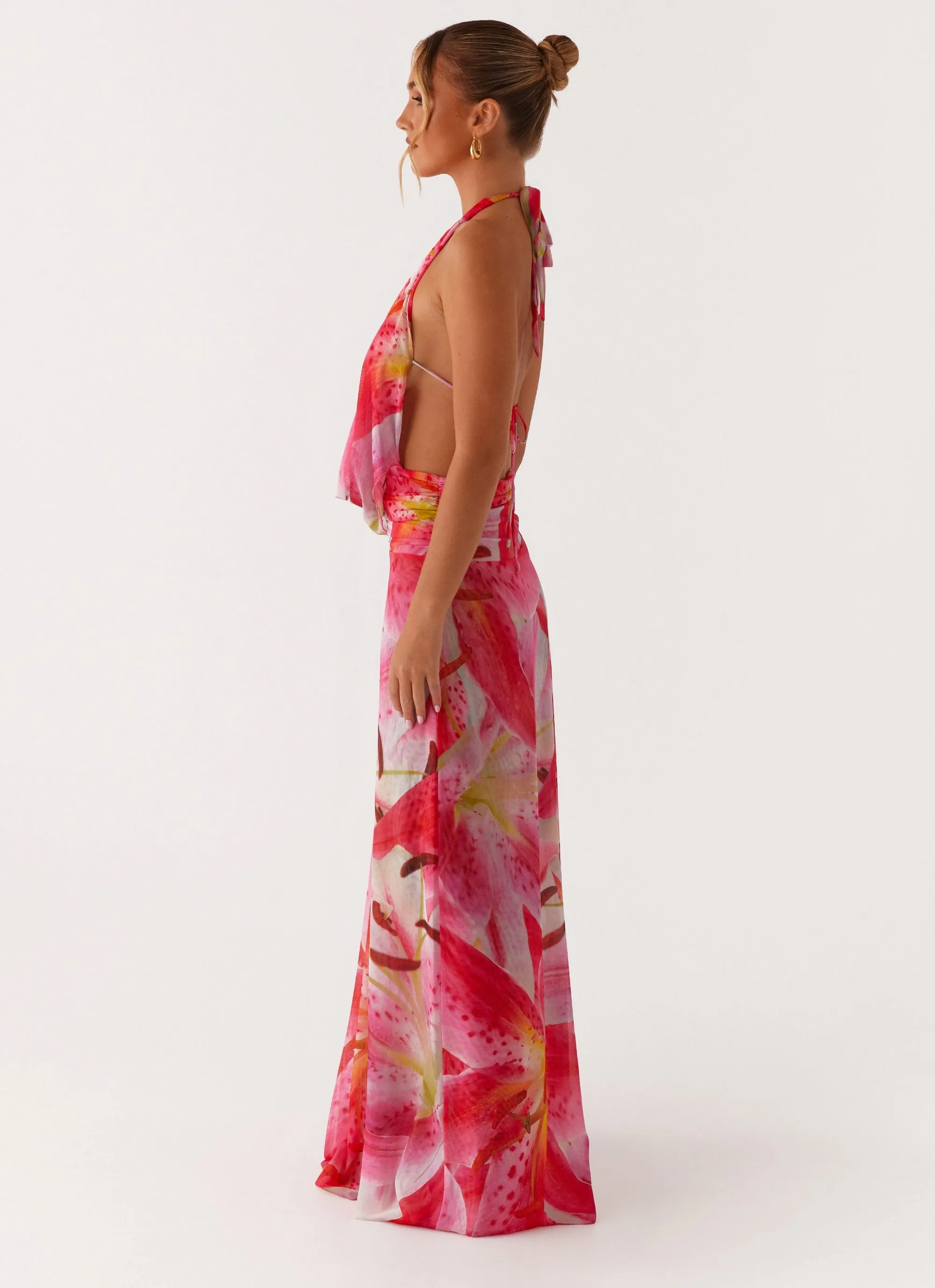 Elysia Mesh Maxi Dress - White Pink Lilly sold by Peppermayo product image thumbnail 4
