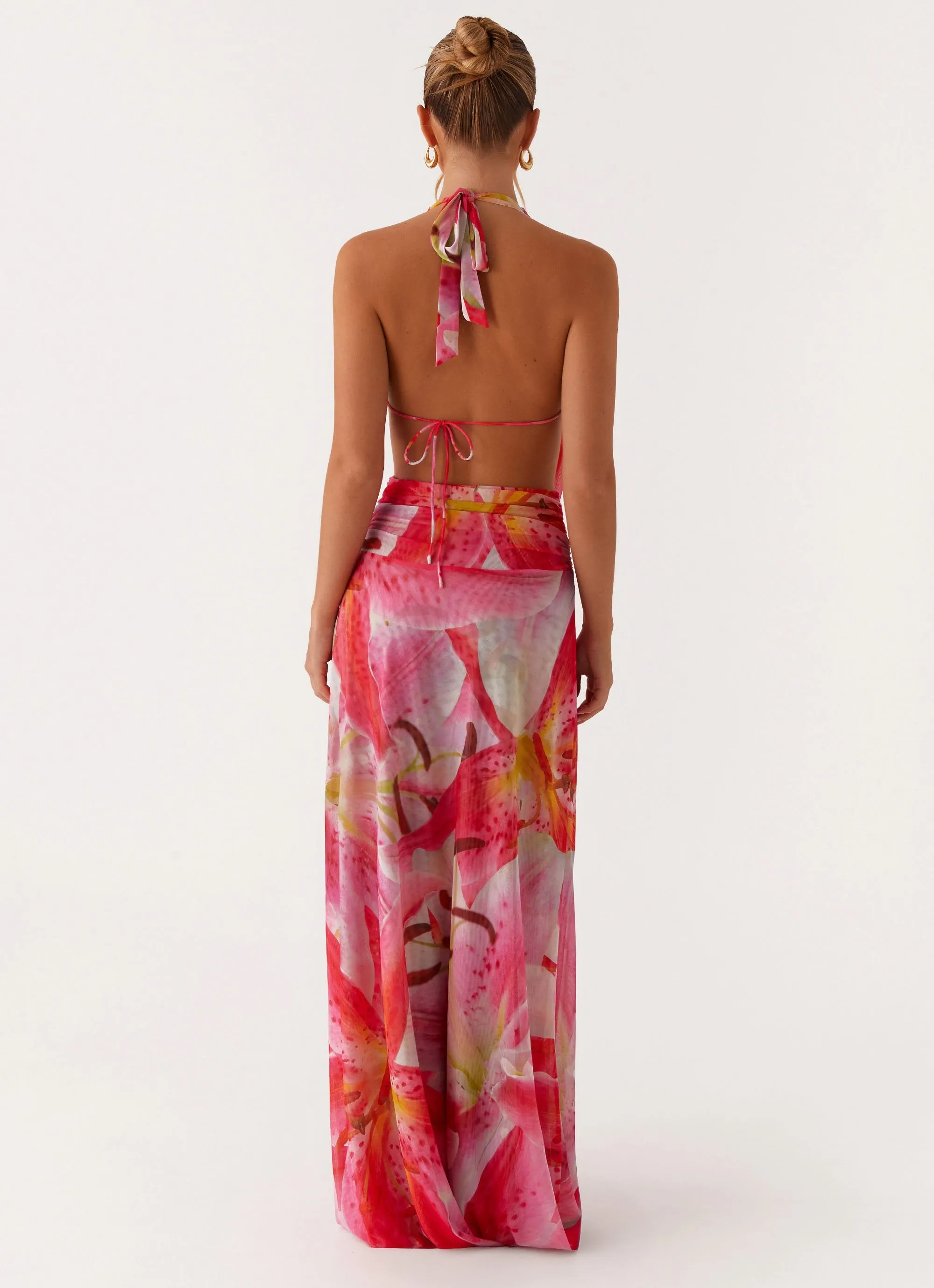 Elysia Mesh Maxi Dress - White Pink Lilly sold by Peppermayo product image thumbnail 5
