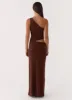 Seranella Sequin One Shoulder Maxi Dress - Chocolate sold by Peppermayo